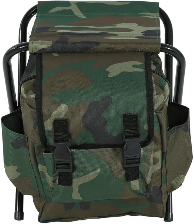 Foldable Camping Fishing Bench Folding Convenient Carrying Seat with Storage Bag Camouflage