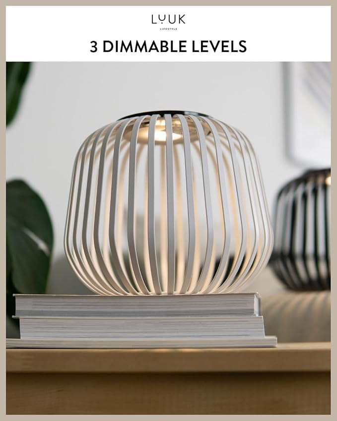 LUUK LIFESTYLE Solar-Powered Outdoor LED lamp for Balcony Lighting for Indoors and Outdoors dimmable Touch Switch Fast Charging via Solar Panel for 72 hrs runtime White