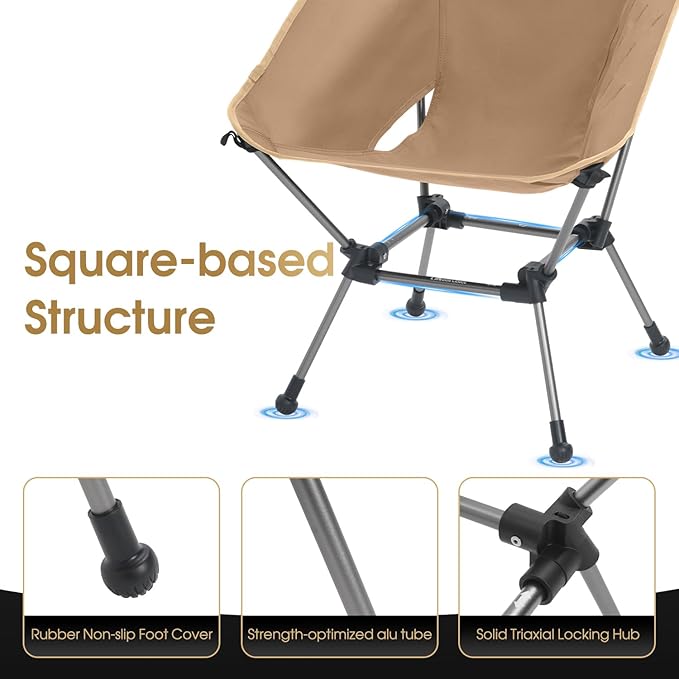 MOON LENCE Portable Camping Chair Plus Larger &amp Roomier Compact and Lightweight Still Folding Chair for Backpacking &amp Hiking 330Lbs Capacity (Desert Rust)