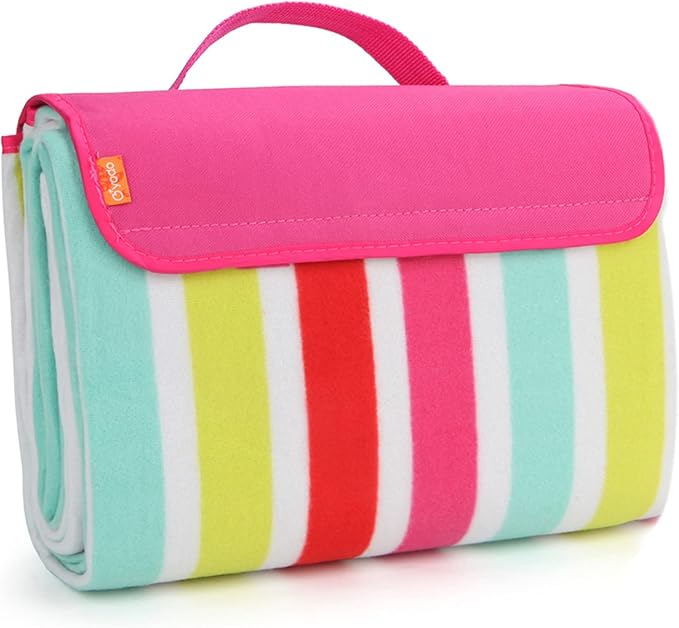 yodo Outdoor Picnic Blanket Water-Resistant for Camping Hiking FestivalsRose Stripe