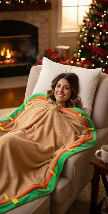 Gilbins Plush Ultra-Soft Fleece Snuggle-in Sleeping Bag Blanket for Lounging Sleepovers Gifts Camping &amp Car Trips (Taco Blanket)