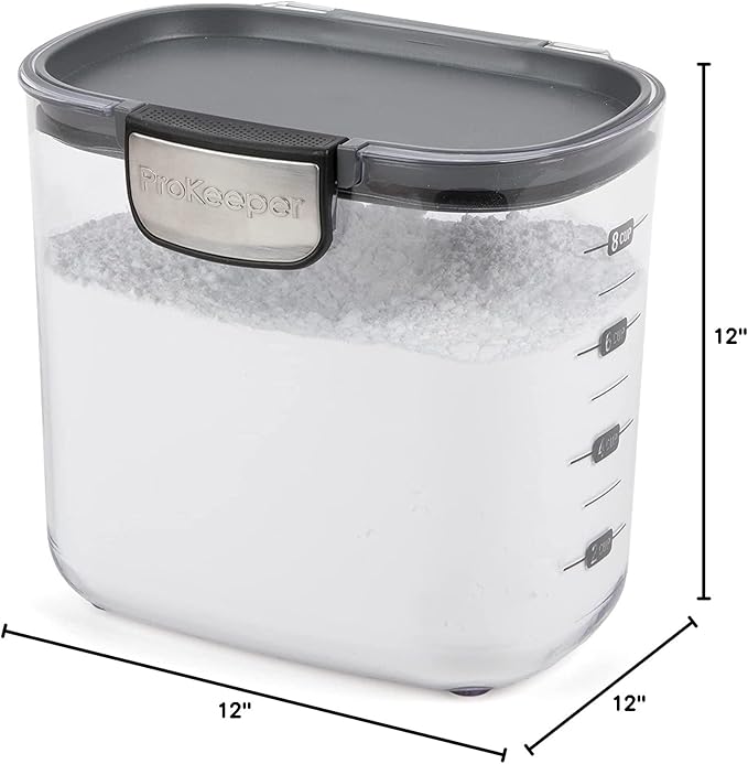 Progressive International ProKeeper+ Clear Plastic Airtight Food Baker's Kitchen Storage Organization Container Canister Set with Magnetic Accessories 2- Piece Set (Powdered &amp Brown Sugar 1.4-Qua