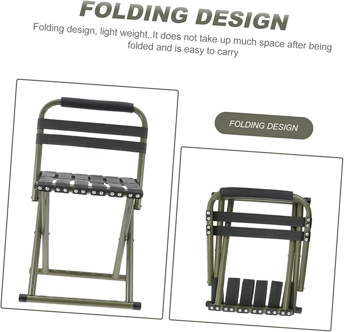 GANAZONO 1pc Outdoor Portable Folding Fishing Chair Lightweight Collapsible Stool for Camping Picnic and Fishing Green Easy to Carry and Non-Slip Design