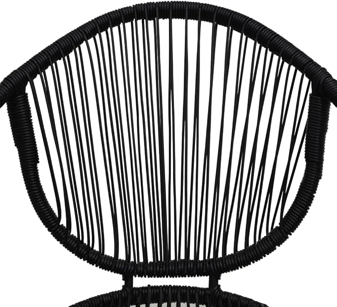 Patio Chairs Set 2 PCS PVC Rattan Black Stackable Outdoor Furniture for Garden Balcony Patio Lounge Relaxation