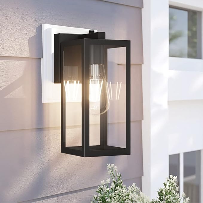 Aipsun Dusk to Dawn Sensor Outdoor Wall Lantern Black Exterior Wall Sconce LightingOutdoor Wall Sconce Wall Mount with Clear Glass Shade for EntrywayPorchDoorway(Bulb Not Included)