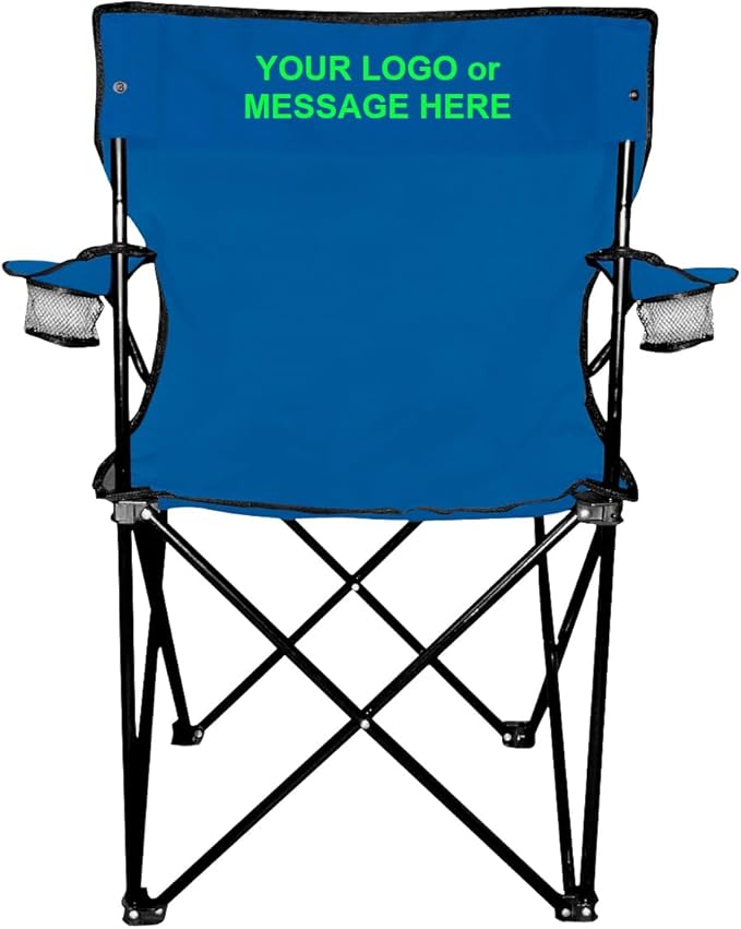 6-Qty Folding Chairs with Imprinted Logo or Message On Back - Custom Gift for Sports Picnics &amp Tailgating