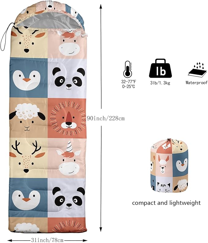 Kids Sleeping Bag for Boys GirlsBlue Ripples Print-Lightweight Warm Portable Outdoor Indoor-Waterproof Cold Weather Resistant Sleeping Bag for Camping Hiking
