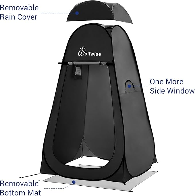WolfWise Pop Up Changing Tent for Beach Camping Portable Shower Tents Outdoor Privacy Bathroom Change Dressing Clothes Tent Pop Up Instant for Camp Toilet 6.2ft/6.6ft/6.9ft High