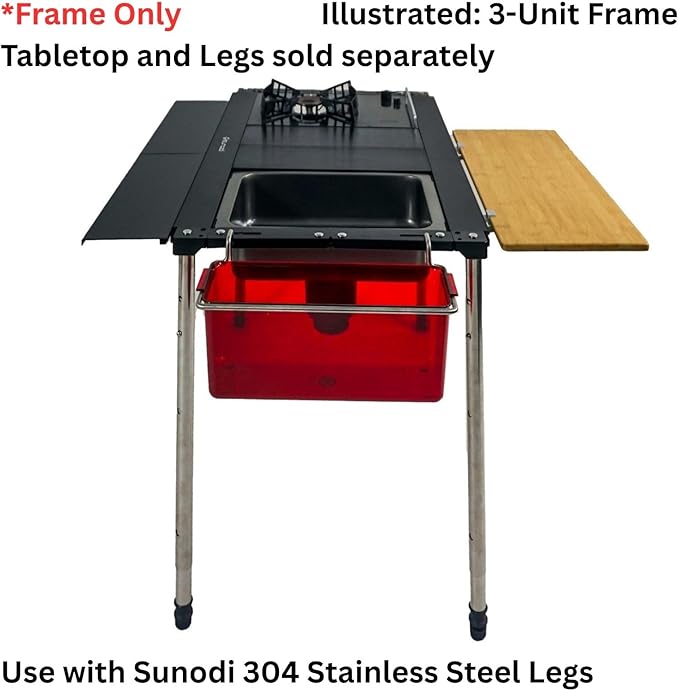 Folding IGT Outdoor Camping Table Frame with Carry Bag Modular Design IGT Compatible Lightweight Aluminum Alloy for Outdoor Cooking Car Camping Campground RV Picnic BBQ (Black 2-Unit)
