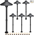 Lumina Lighting® Low Voltage Landscape Lighting Cast-Aluminum Path and Area Light Warm White 3W G4 LED Bulb and ABS Ground Stake Included for Yard Walkway Lawn PAL0106-BkLED6 (Black6-Pack)