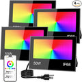 LED Flood Light Outdoor 500W Equivalent 5000LM Smart RGB Landscape Lighting with APP Control DIY Scenes - Timing - Warm White 2700K - Color Changing Uplight IP66 Waterproof 43 Modes (4 Pack)