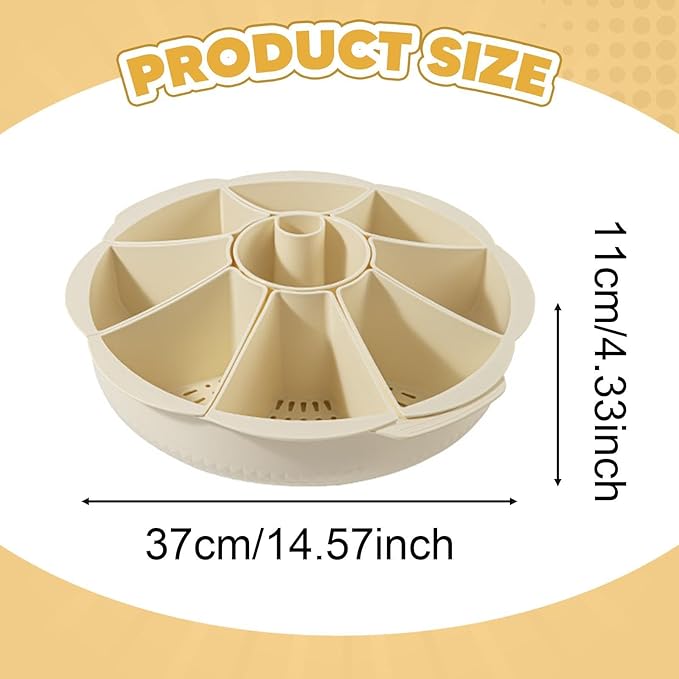 Veggie Tray Drain Basket Practical Multipurpose Round Rotation Kitchen Vegetable