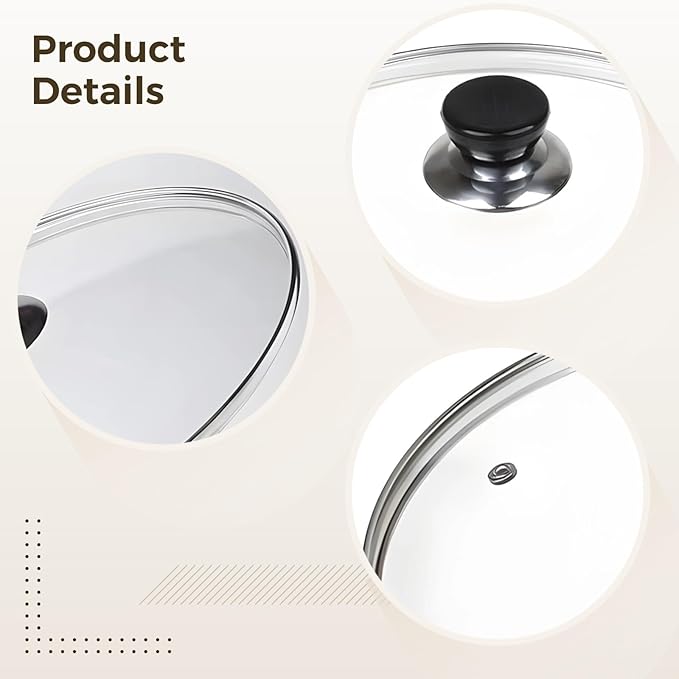 Pot Lid with Vent Hole &amp Knob Handle Easy to Clean 12.5 in Inner Diameter Tempered Glass Oval Glass Crock Pot Lid