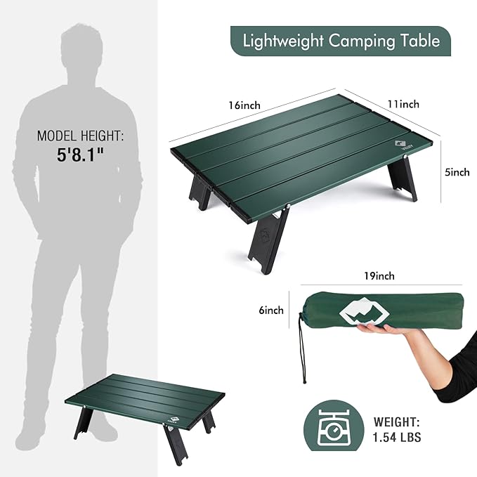 VILLEY Portable Mini Folding Beach Table Ultralight Aluminum Side Table with Carry Bag for Camping Picnics and Outdoor Activities