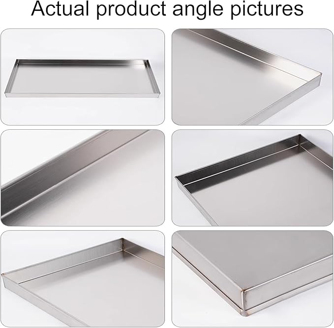 304 Stainless Steel Universal Water Tray - Rustproof 60x40cm (24x16in) - Perfect for Collecting Water Oil &amp Air Conditioning Condensers - Durable &amp Versatile Solution