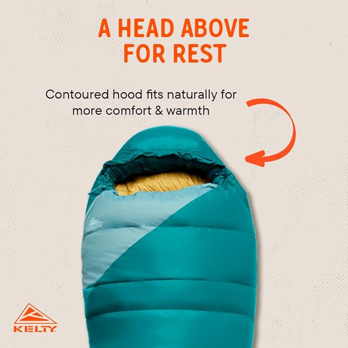 Kelty Cosmic 20 Down Mummy Sleeping Bag for Backpacking Campers 550 Fill Power Recycled Fabrics with PFAS-Free DWR Designed in Sunny Colorado