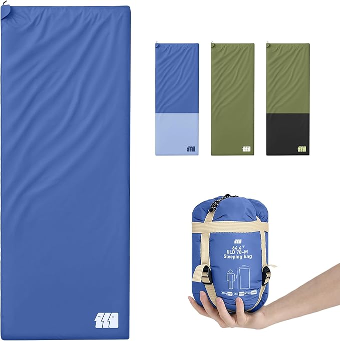 Ultralight Warm Weather Sleeping Bag - Portable Waterproof Compact Lightweight Comfort with Compression Sack - Great for Outdoor Camping Backpacking &amp Hiking