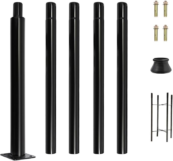 Street Light Pole 16ft Tall Split Street Lamp Post for Outdoor Street Courtyard Parking Lot Lighting Post Fixtures with Mounting Ground Cage (16FT 114+76mm)