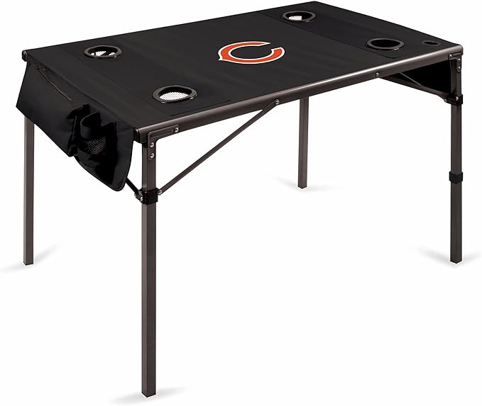PICNIC TIME NFL New Orleans Saints Travel Table Portable Folding Table Camping Table Outdoor Table with Carry Bag (Black)