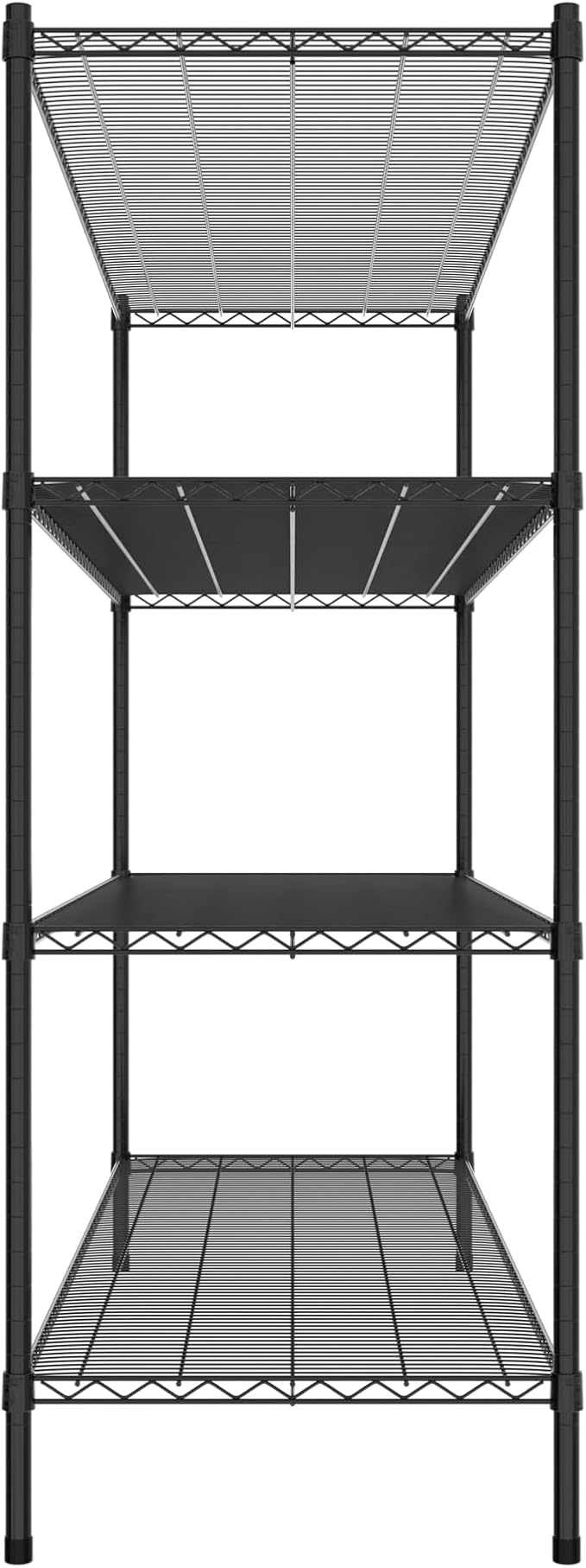Commercial NSF Listed Black Epoxy Stationary Wire Shelving Kit 24 x 72 x 64 with 4 Shelves Perfect for Warehouse Walk-in Refrigerator Freezer Grocery Store Restaurant Dishroom