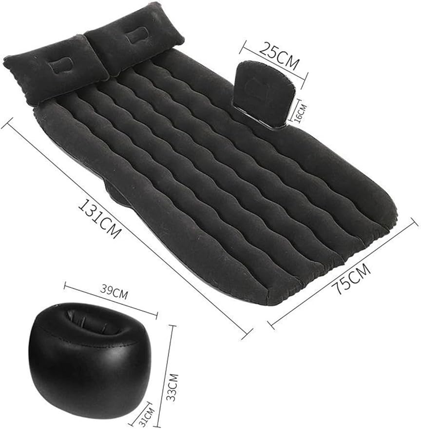 Car Inflatable Bed Multifunctional Camping Inflatable Mattress Double-Sided Flocked PVC Car Bed Cold-Resistant and Pressure-Resistant Car Interior (Pig)
