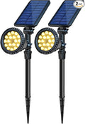 Solar Spot Lights Outdoor Waterproof Solar Landscape Spotlights 18 LED 2-in-1 Uplights Adjustable Flag Pole Lights Solar Powered 3000k Warm White for Garden Yard Driveway Pathway