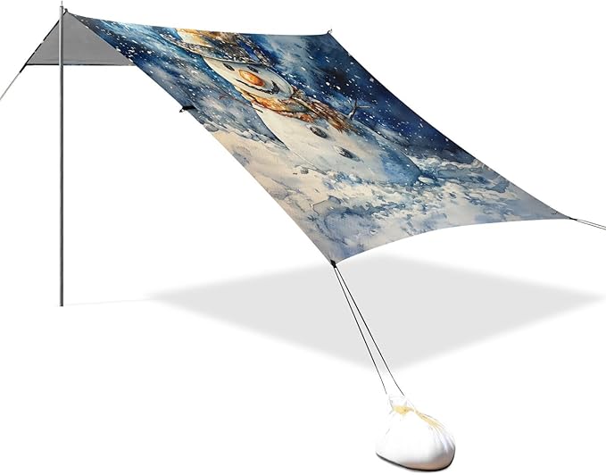 ALAZA Cowboy Snow Man Beach Tent Sun Shelter UPF50+ Protection Beach Shade Canopy w/ 4 Sandbags for Outdoor Camping Fishing Backyard Fun Picnic 10x9 ft