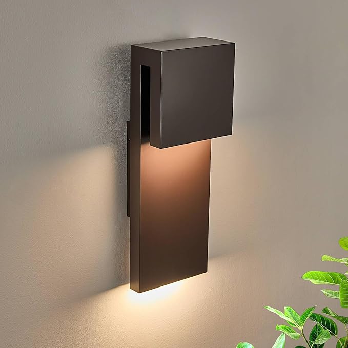 Modern Outdoor Indoor Integrated LED Wall Sconce 2-Light Total 17WBronze Finish1600 Lumens3000 Kelvin90 CRI DimmableInput 120-277VWeatherproof for Global Front Porch Decor Use.