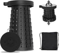 Upgraded Collapsible Stool with Max Load Capacity 330lbs Portable Telescoping &amp Folding Design Retractable Seat for Camping Gardening Fishing &amp Outdoor Adventures (Black)