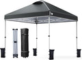 Nazhura 10' x 10' Pop Up Canopy Tent with Sand Weight Bag Awing for Patio Freestanding Sun Shelter for Picnic and Camping One Person Setup White (Grey)