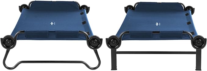 Disc-O-Bed Extra Large Portable Bunk Camping Cots with Carry Bags - Heavy-Duty Indoor or Outdoor Sleeping System Converts to Bench or Separate Beds 500 lb Weight Capacity Per Cot Navy