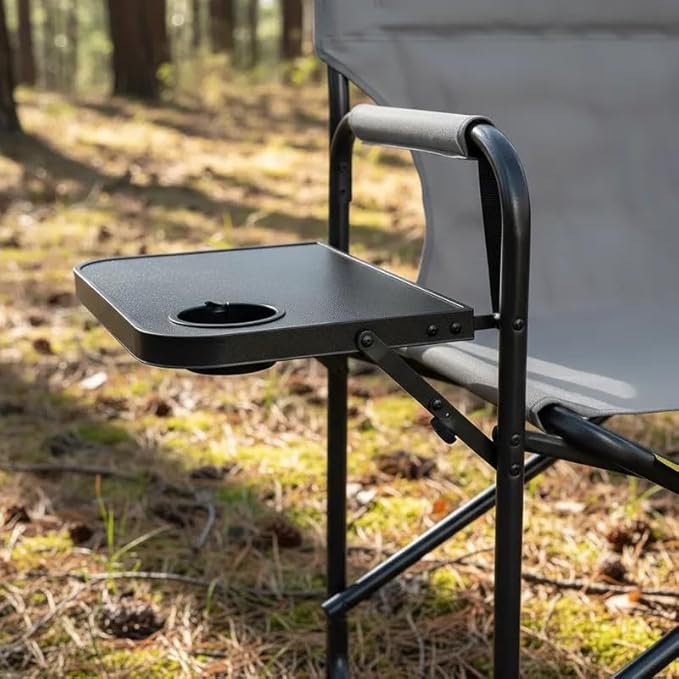 MAXDAR Portable Heavy-Duty Camping Chair with Cooler Bag Side Table &amp Cup Holder – 300 LBS Capacity Foldable Director’s Chair for Outdoor Fishing Picnic &amp Tailgating