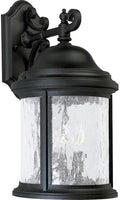 Progress Lighting Ashmore Collection 3-Light Water Seeded Glass New Traditional Outdoor Medium Wall Lantern Light Textured Black