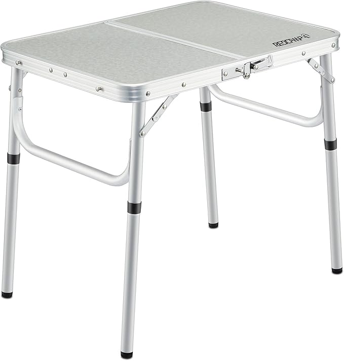 REDCAMP Small Folding Table Adjustable Height 23.6x15.7x10.2/19 Aluminum Camping Table Lightweight