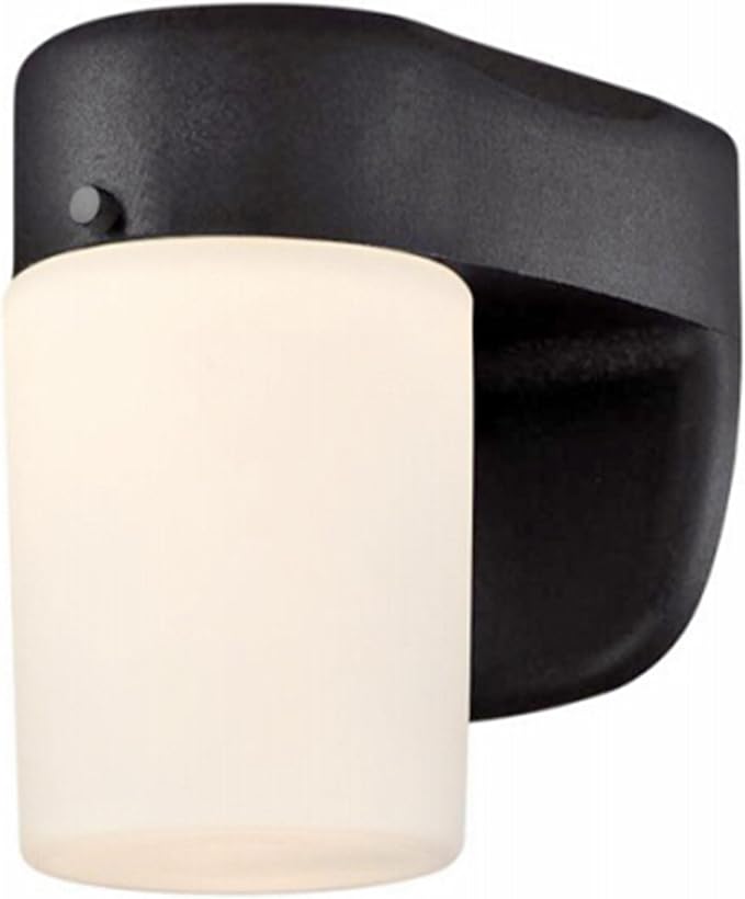 6106700 One-Light Dimmable LED Outdoor Wall Fixture with Dusk to Dawn Sensor Black Finish with Frosted Opal Glass