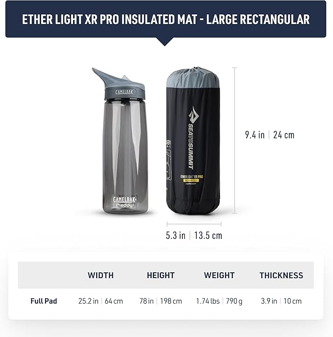 Sea to Summit Ether Light XR Pro Insulated Sleeping Pad Rectangular - Large (78 x 25 x 4 inches)