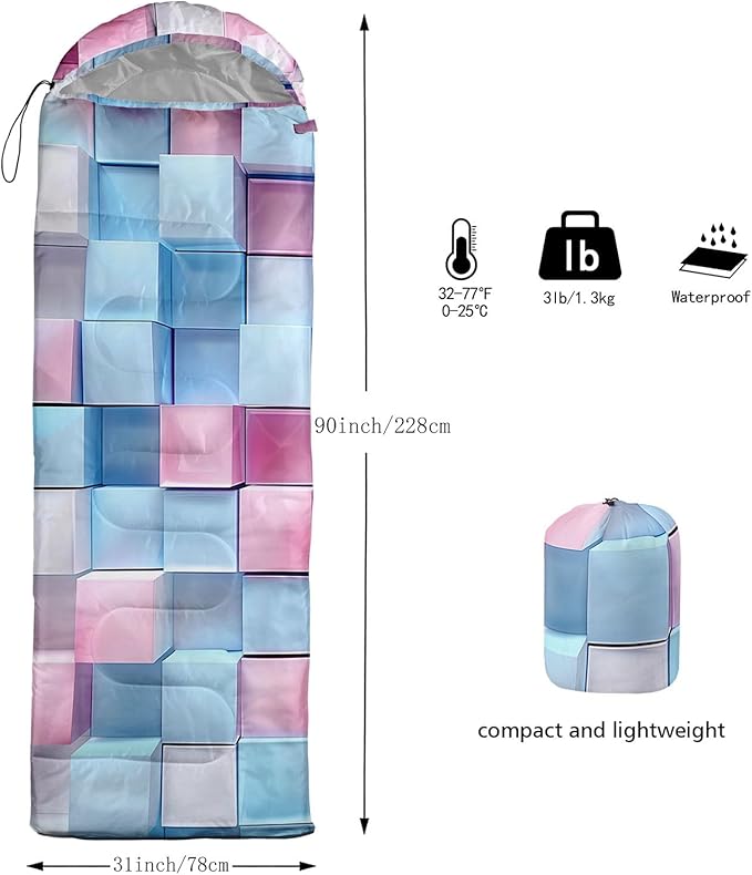 Kids Sleeping Bag for Boys GirlsWestern Cowboy Print-Lightweight Warm Portable Outdoor Indoor-Waterproof Cold Weather Resistant Sleeping Bag for Camping Hiking