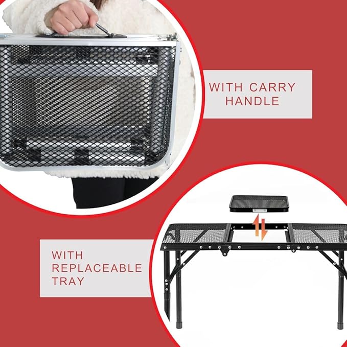 Portable Folding Outdoor Camping Table – 3FT Lightweight Small Foldable Design of 19.6 inch Height for Picnic BBQ Travel &amp Outdoor – Compact Collapsible &amp Durable Camp Tables with Adjustabl
