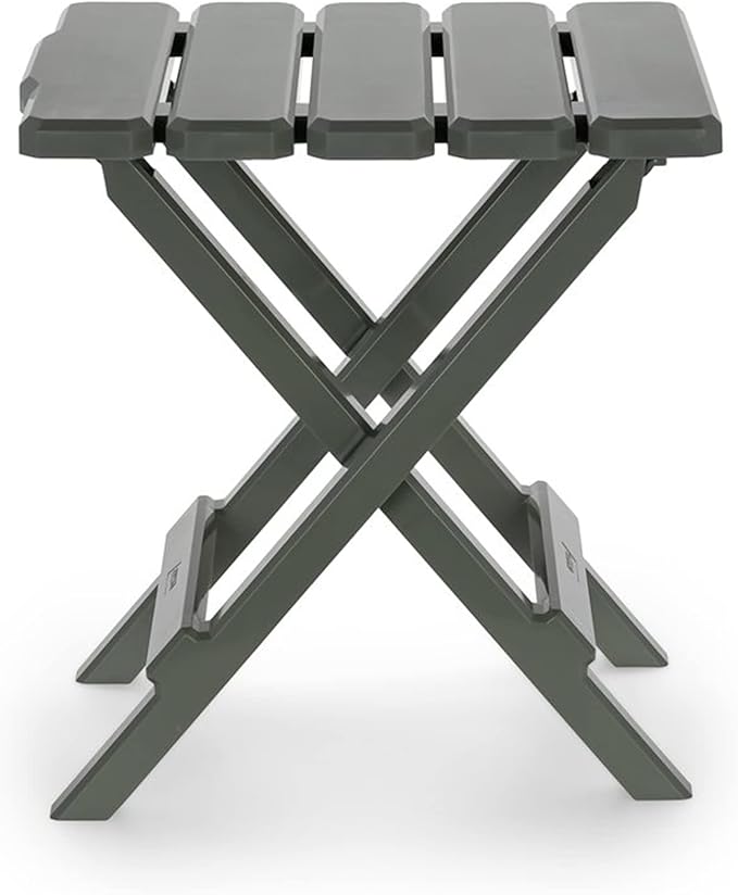 Camco Adirondack Portable Outdoor Camping Small Weatherproof Rustproof Durable Plastic Folding Side Table for Indoor and Outdoor Use Sage (2 Pack)