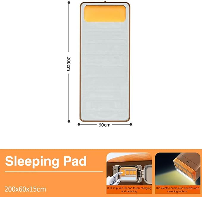 LAFANDE Inflating Foam Sleeping Pad with Electric Pump 6 Inch Thick Camping Mattress Portable Foldable Cushion Bed for Hiking Outdoor Traveling Backpacking Beach