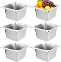 LANIAKEA 6PCS Hotel Pans Stainless Steel Steam Table Pan Restaurant Supplies 1/6 Size x 4 inch Deep Stainless Steam Table Pans Hotel Pan Trays for Food Party Catering Supplies