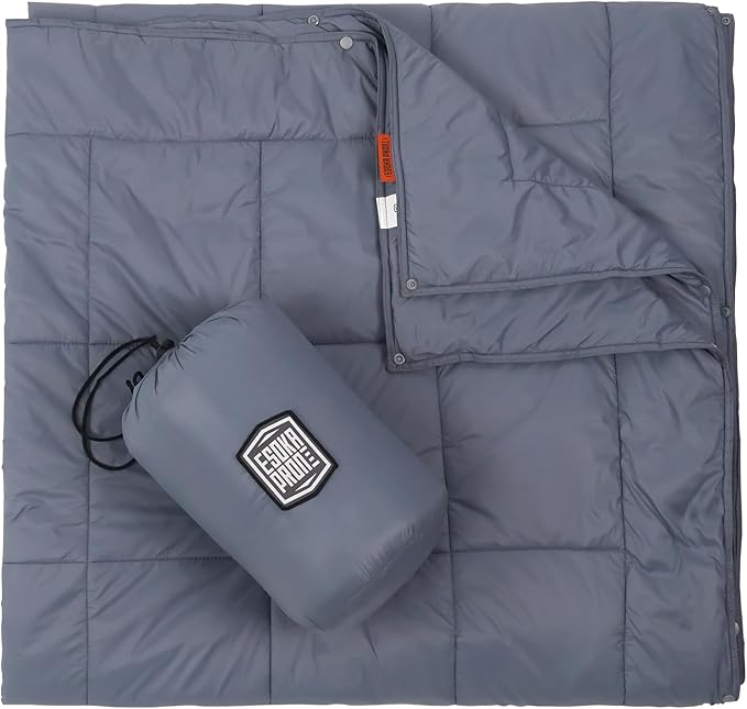 Multifunctional Camping Blanket Ultralight Wearable Travel BlanketIndoor Sofa BlanketOutdoor Portable nap BlanketCamping Quilt with Snap Buttons for Outdoor HikingCamping -Gray