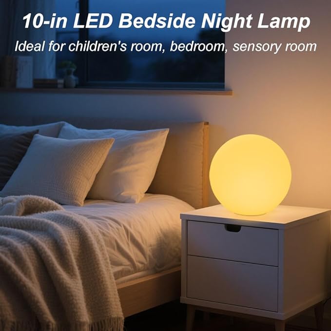 10 In LED Globe Light w/Remote 16 RGB Colors 4 Modes &amp 8 Dimmable Brightness LED Ball Light Sphere Lamp Rechargeable Orb Night Light Waterproof Outdoor Globe Lamp for Home/Yard/Lawn/Party/Pool D