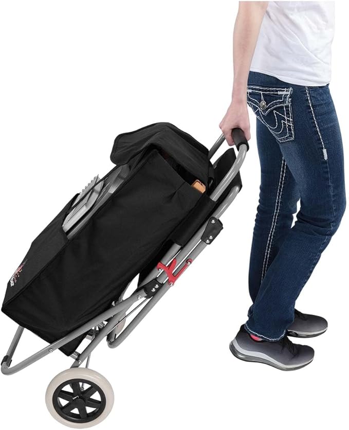 Creative Mark The ArtComber Folding Big Wheeled Portable Rolling Chair/Art Cart with Storage - Black