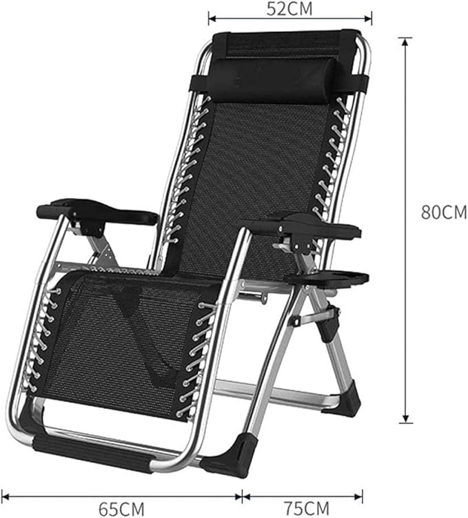 FWZJ Heavy Duty Folding Zero Gravity Chairs Beach Deck Chairs Sun Lounger Recliner for Beach Patio Garden Camping Outdoor Square Steel Legs -Black 3 (Black 3)