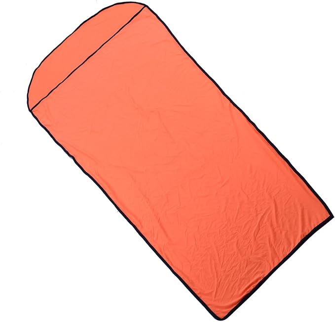 Multifunctional Elastic Sleeping Liner Skin Friendly Comfortable and Breathable to Carry with Storage Versatile Use for Camping Hiking Backpacking (Orange)