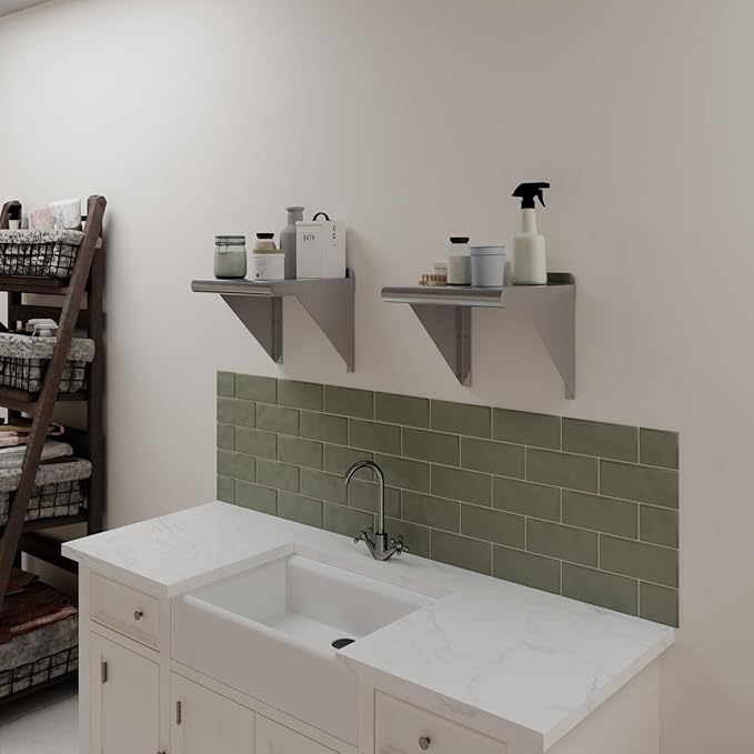 AmGood 12 in. x 12 in. Stainless Steel Wall Shelf | NSF Certified | Appliance &amp Equipment Metal Shelving | Kitchen Restaurant Garage Laundry Utility Room