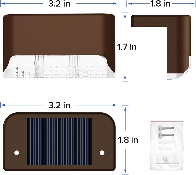 JJX Solar Lights Outdoor 20 Pack Solar Fence Lights Deck Light for Patio Outdoor Decor Fence Light Solar Powered for Stairs Step Railing and Yard (Warm White)