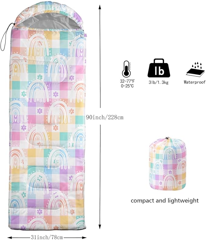 Kids Sleeping Bag for Boys GirlsBasketball Print-Lightweight Warm Portable Outdoor Indoor-Waterproof Cold Weather Resistant Sleeping Bag for Camping Hiking