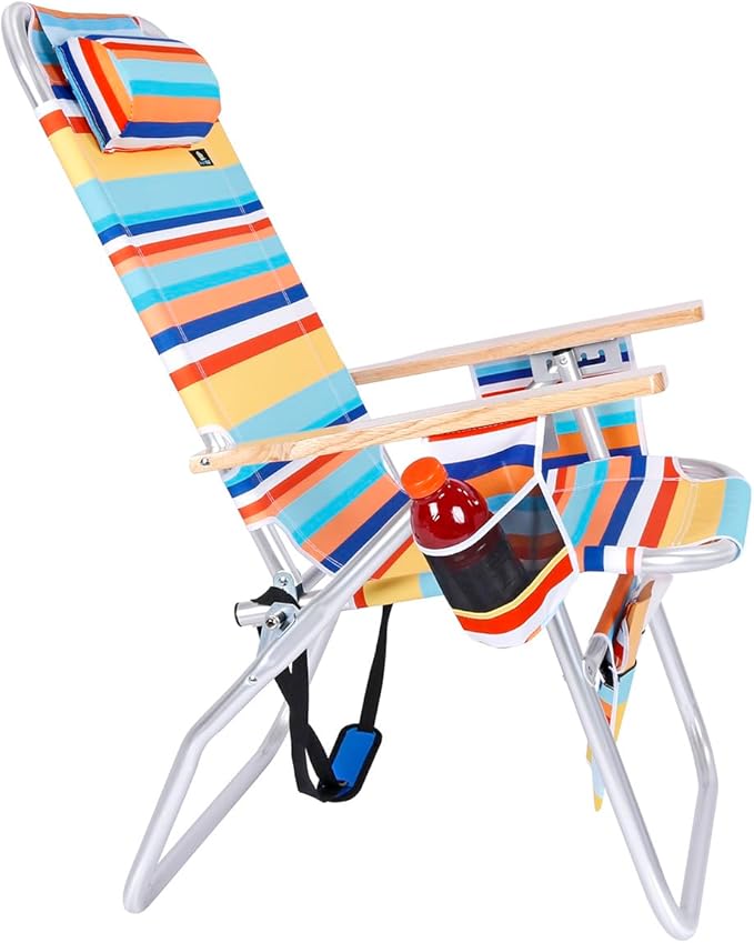 Large Heavy Duty Beach Chair for Big &amp Tall Adults 300 lbs Capacity Aluminum Tubing - 4 Reclining Positions